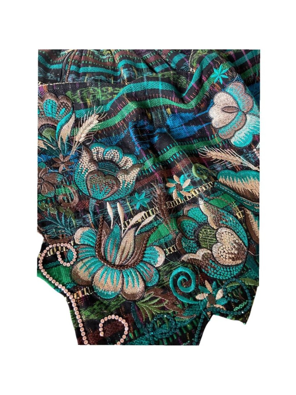 Vintage Guatemalan Hand Woven Half Apron Delantal Intricate Butterfly Floral Emb - Picture 14 of 15